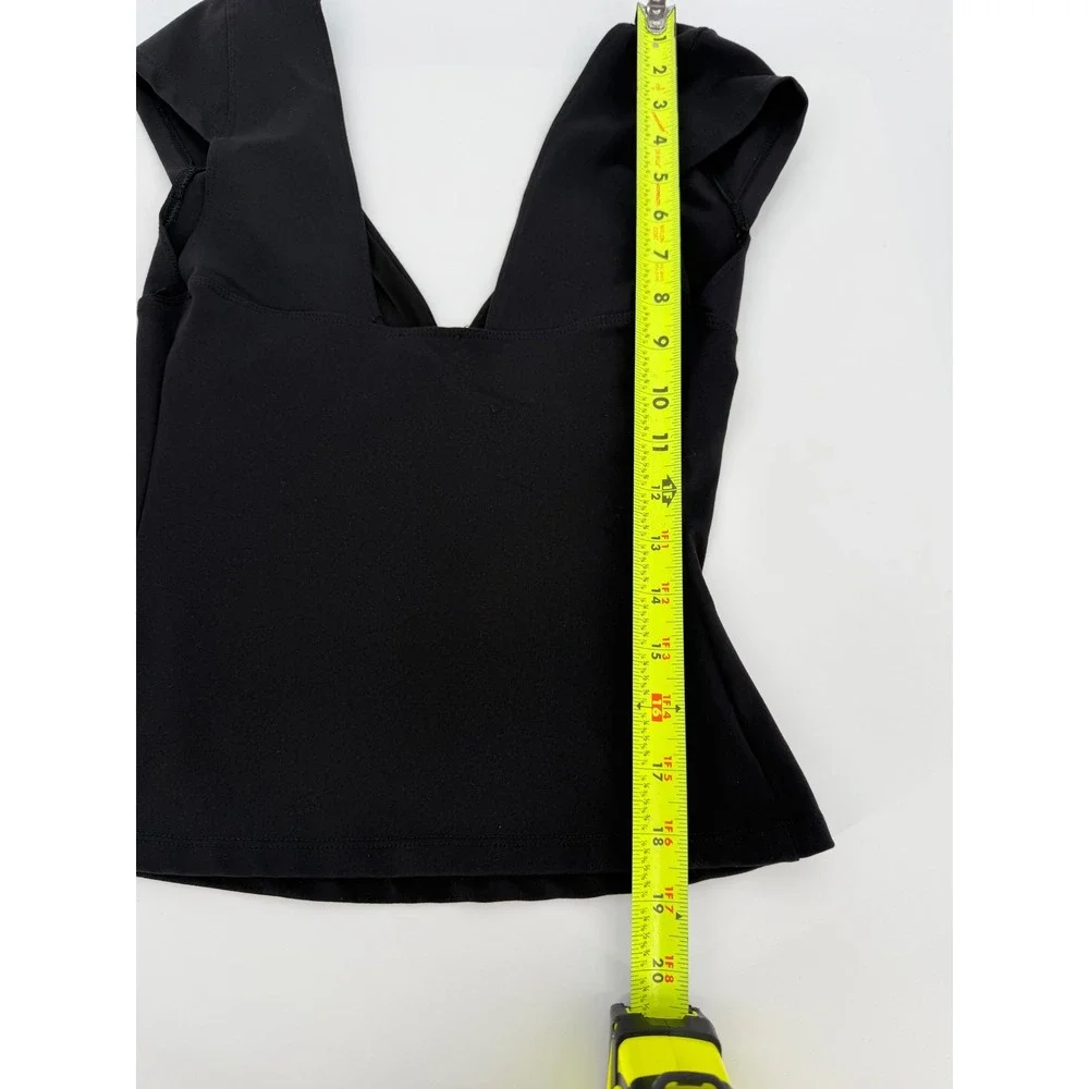 Intimately Free People Black Cap Sleeve Deep V-Neck Top OB1524278 Small